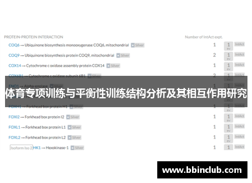 体育专项训练与平衡性训练结构分析及其相互作用研究